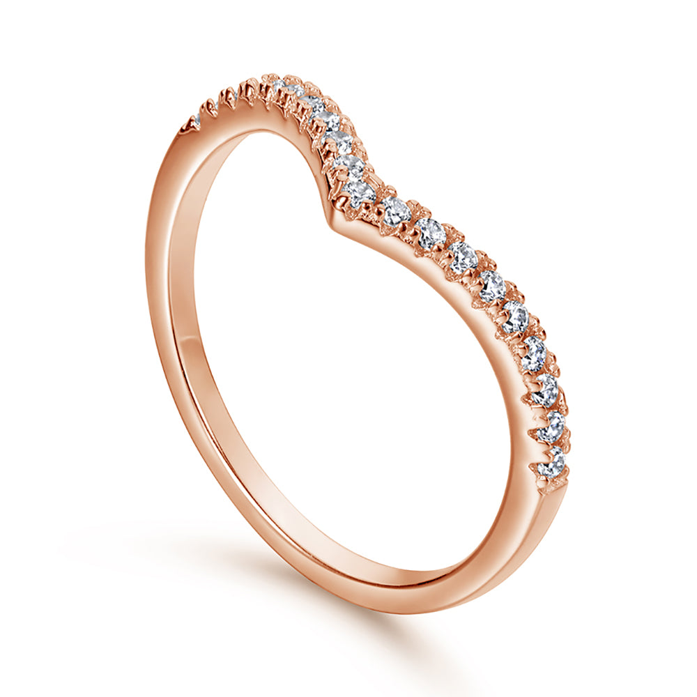 925 Sterling Silver Cz Wishbone Half Eternity Ladies Ring