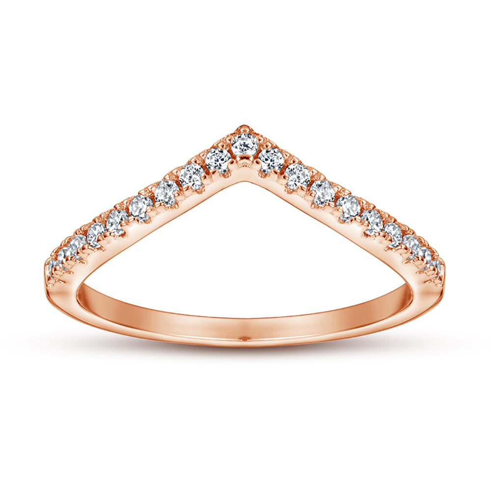 925 Sterling Silver Cz Wishbone Half Eternity Ladies Ring