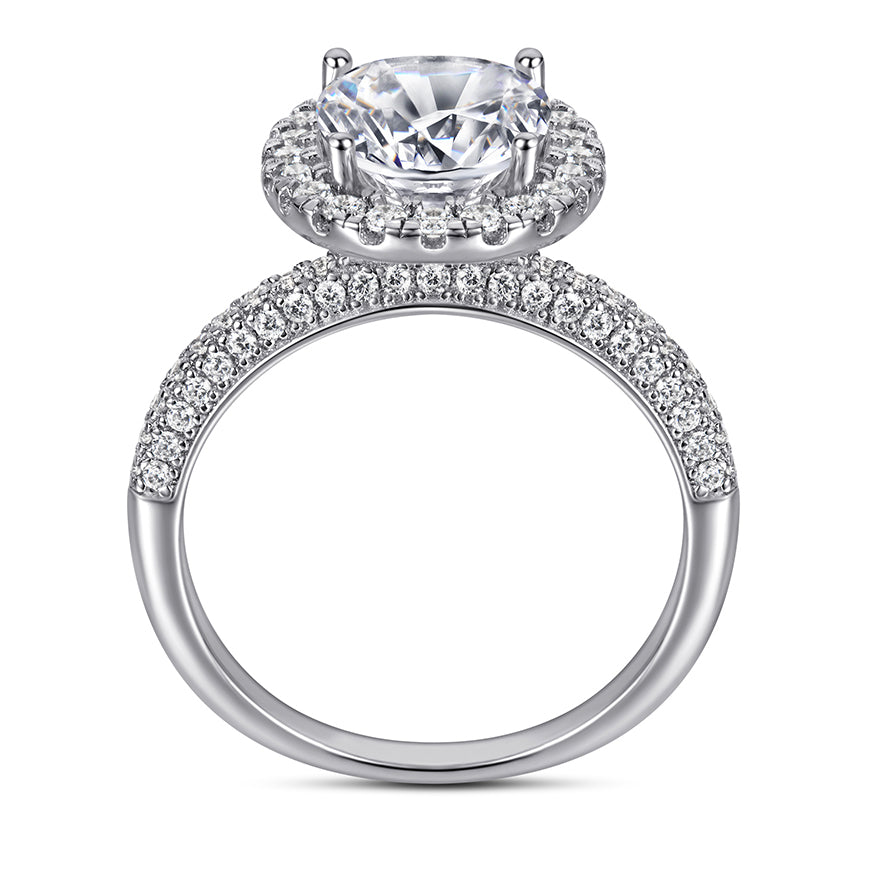 925 Sterling Silver Large 1.5ct Cz Oval Halo Ladies Ring