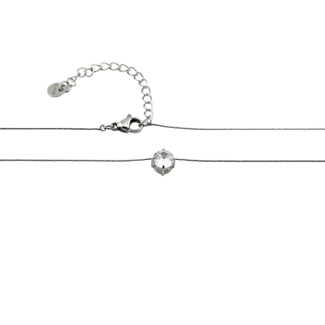 Solitaire Necklace – Silver Crystal Charm
