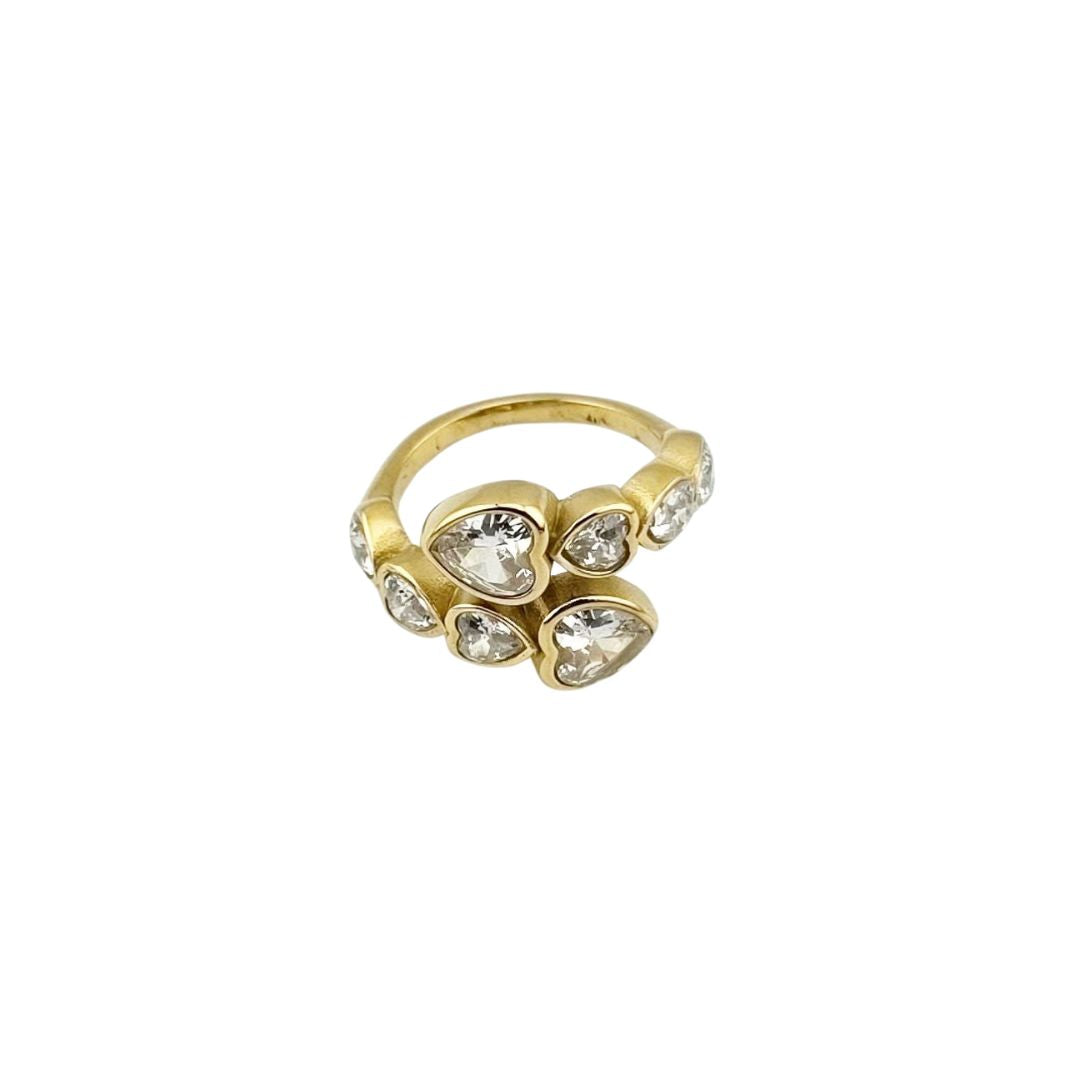 Heart Ring – Gold-Tone Tone Adjustable Crystal Cluster