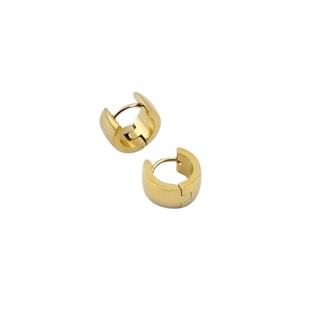 Gold-Tone Stainless Steel – Chunky Huggie Hoop Earrings