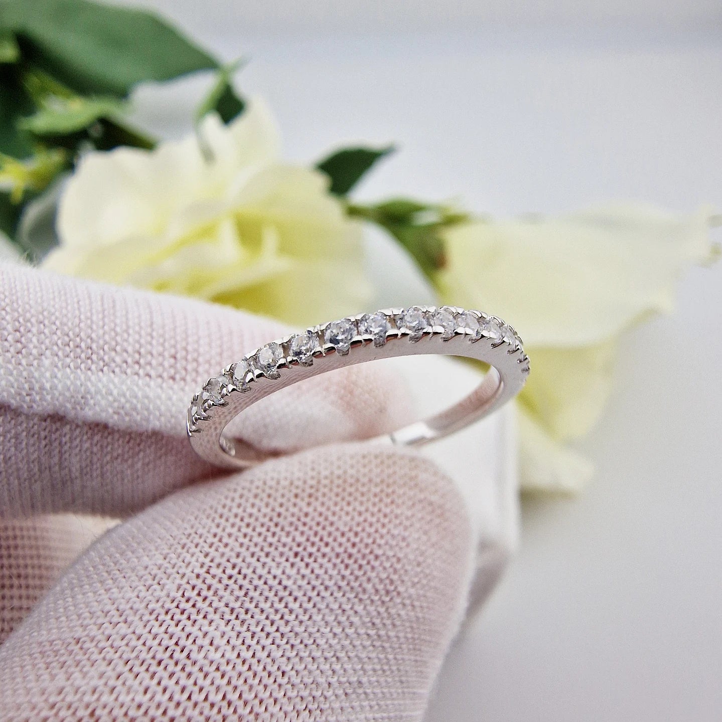 925 Sterling Silver Cz Ladies Half Eternity Ring