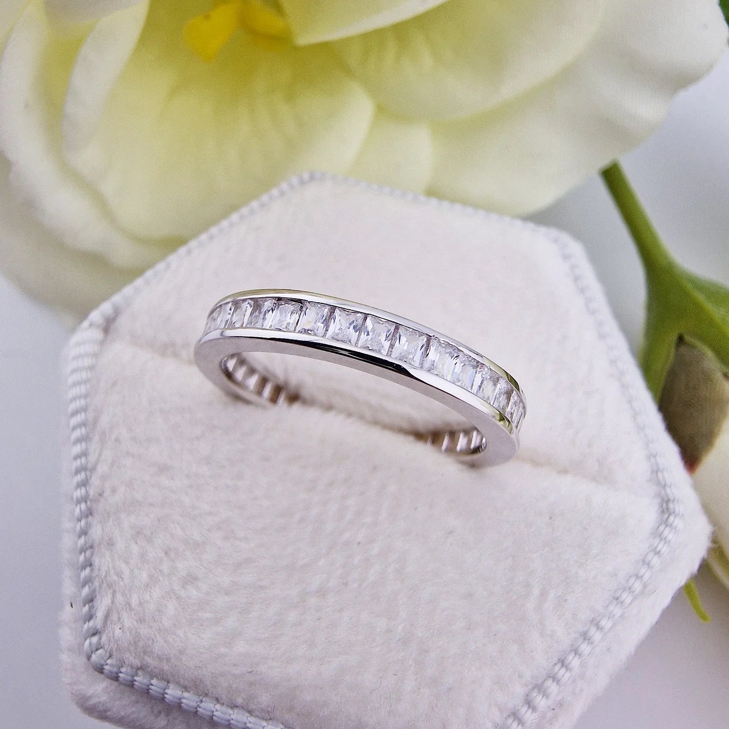 925 Sterling Silver Princess Cut Cz Ladies Full Eternity Ring