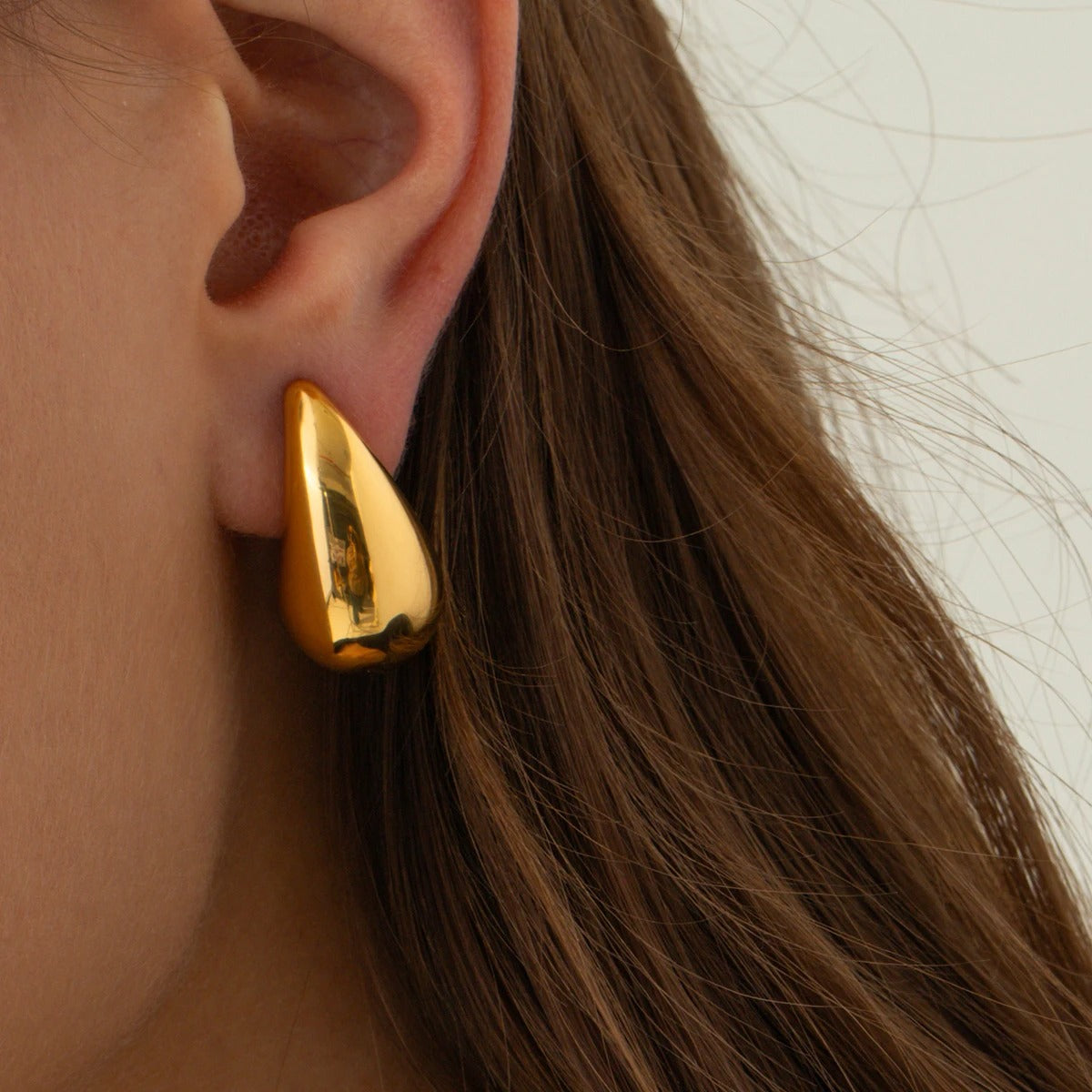 Gold-Tone Stainless Steel – Teardrop Stud Earrings