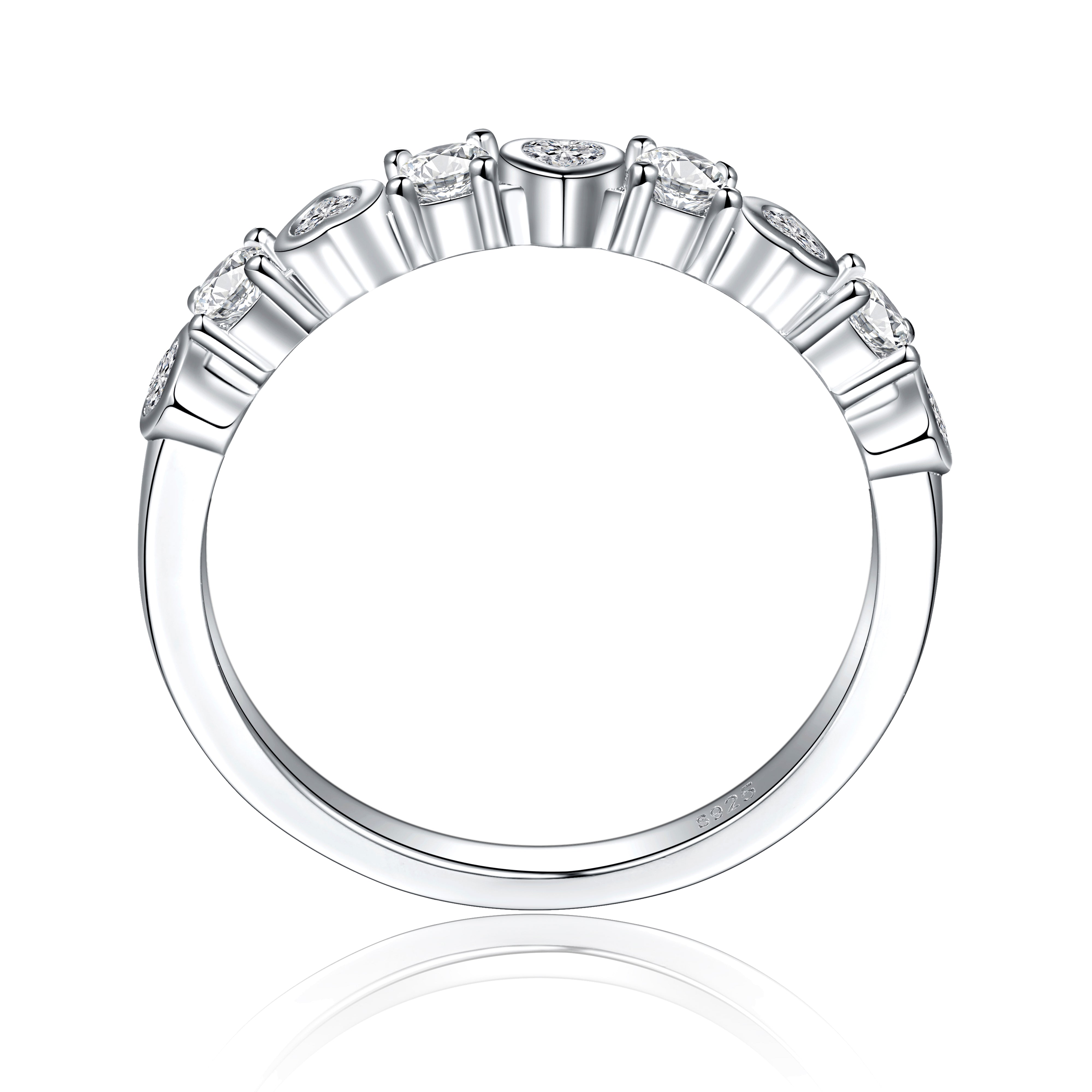 925 Sterling Silver CZ Heart Ladies Eternity Ring