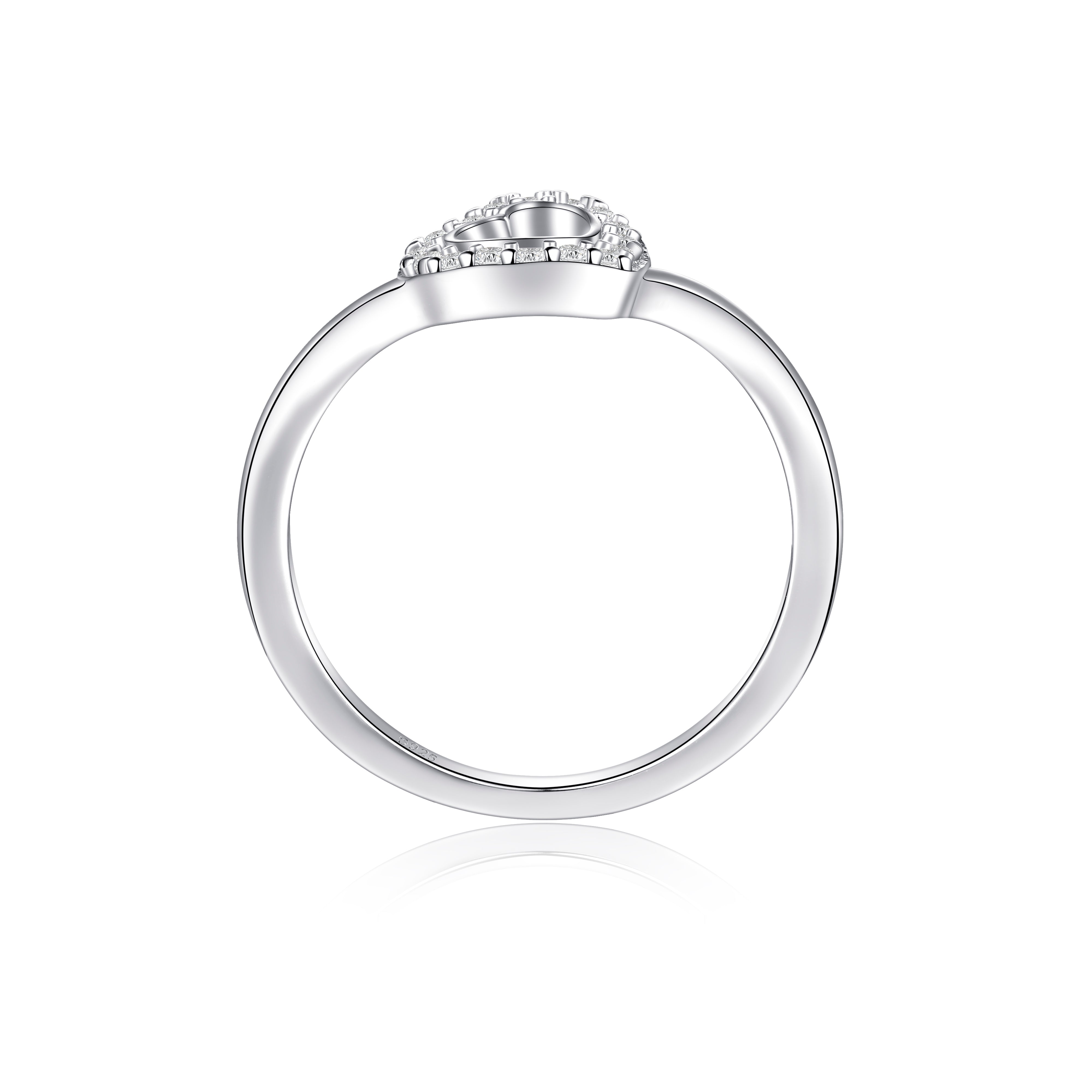 925 Sterling Silver Cz Heart Design with Twist Band Ladies Ring