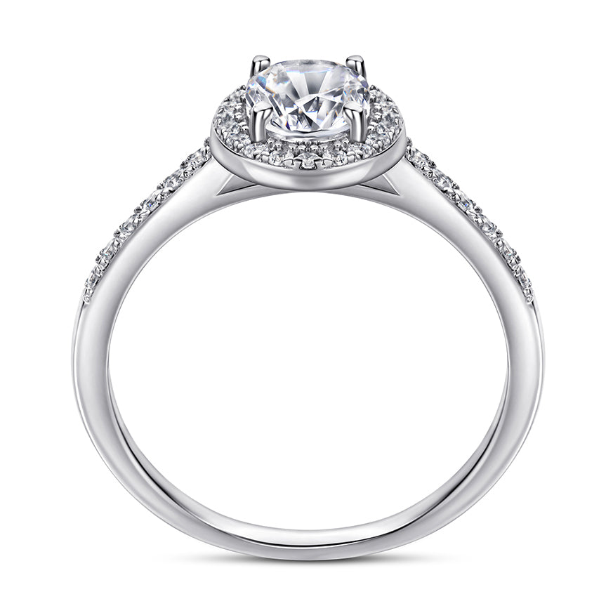 925 Sterling Silver Cz Oval Halo Ladies Ring