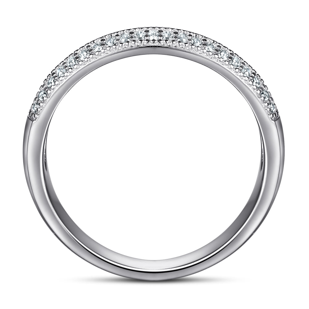 925 Sterling Silver Pave Set Cz Ladies Half Eternity Ring