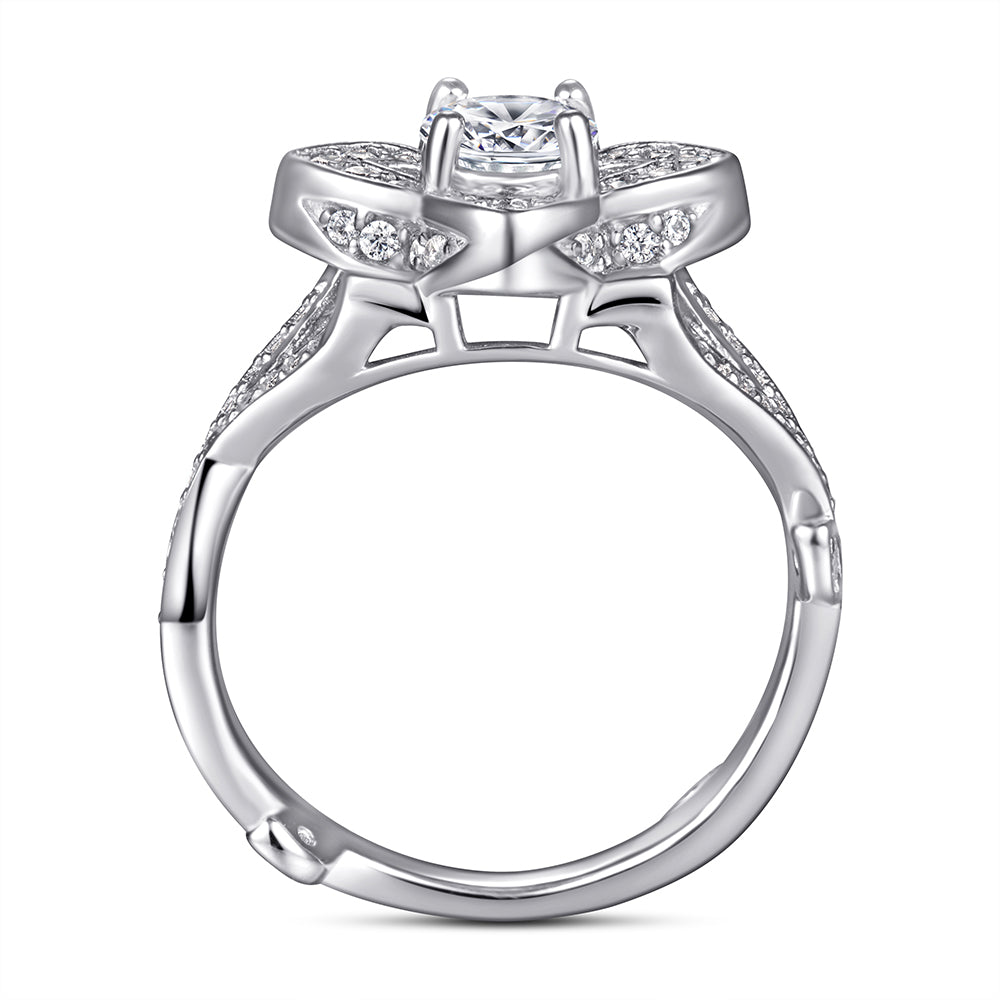 925 Sterling Silver Fancy Vintage Cz Ladies Ring