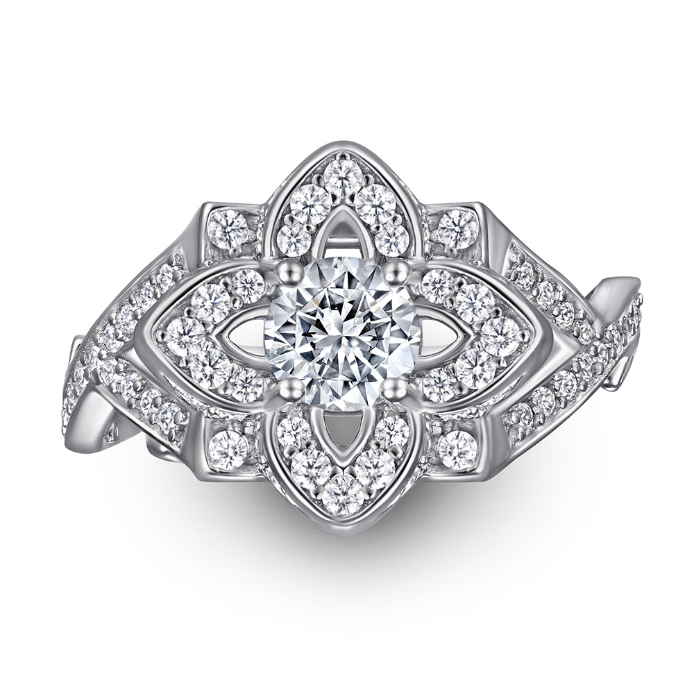 925 Sterling Silver Fancy Vintage Cz Ladies Ring