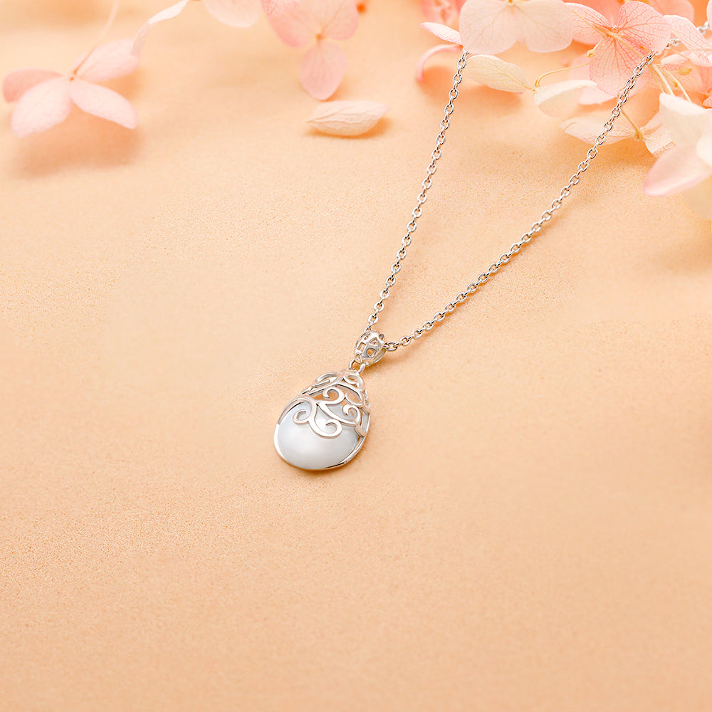 925 Sterling Silver Fancy Design Drop Pendant with Chain