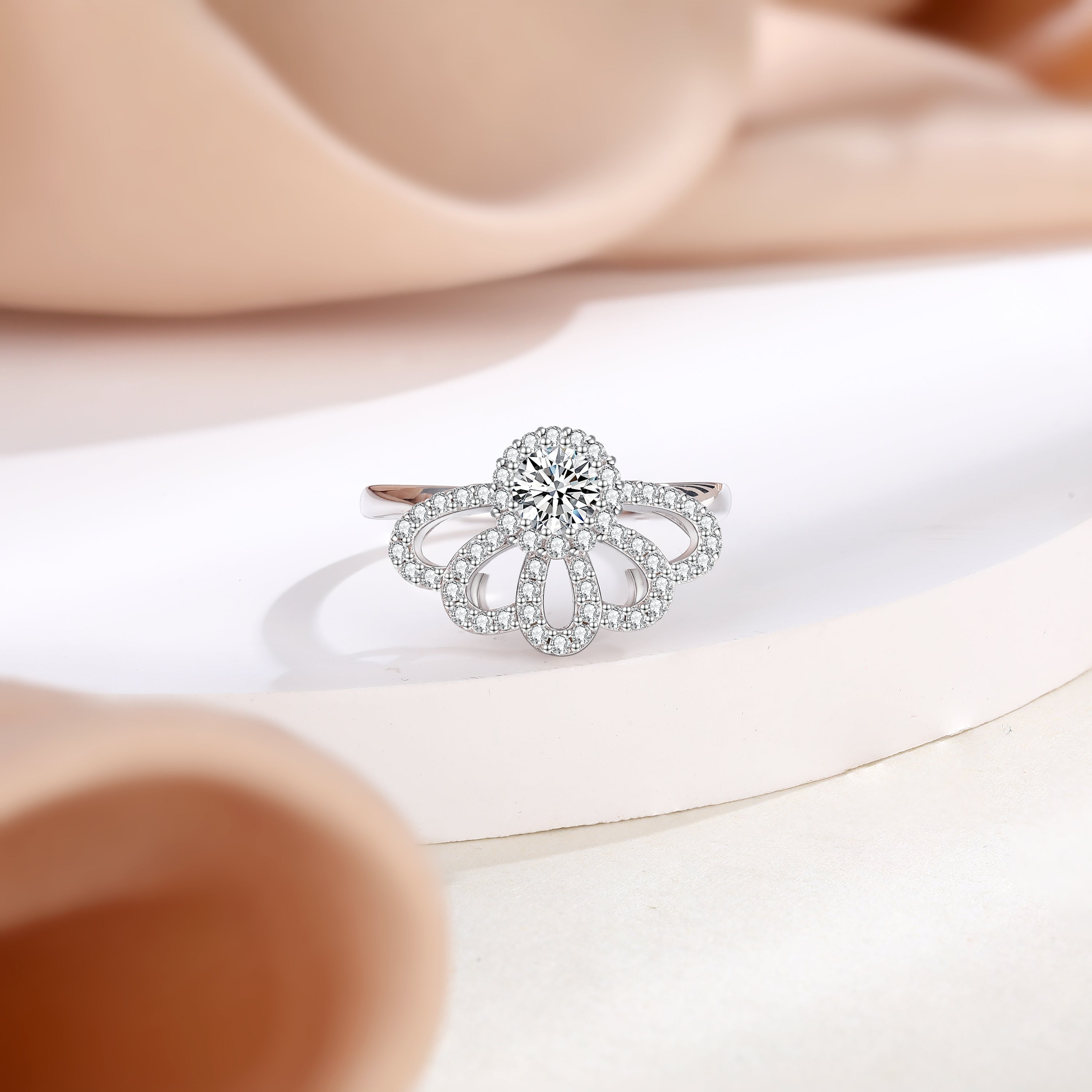 925 Sterling Silver Round Cz Crown Tiara Style Ladies Ring