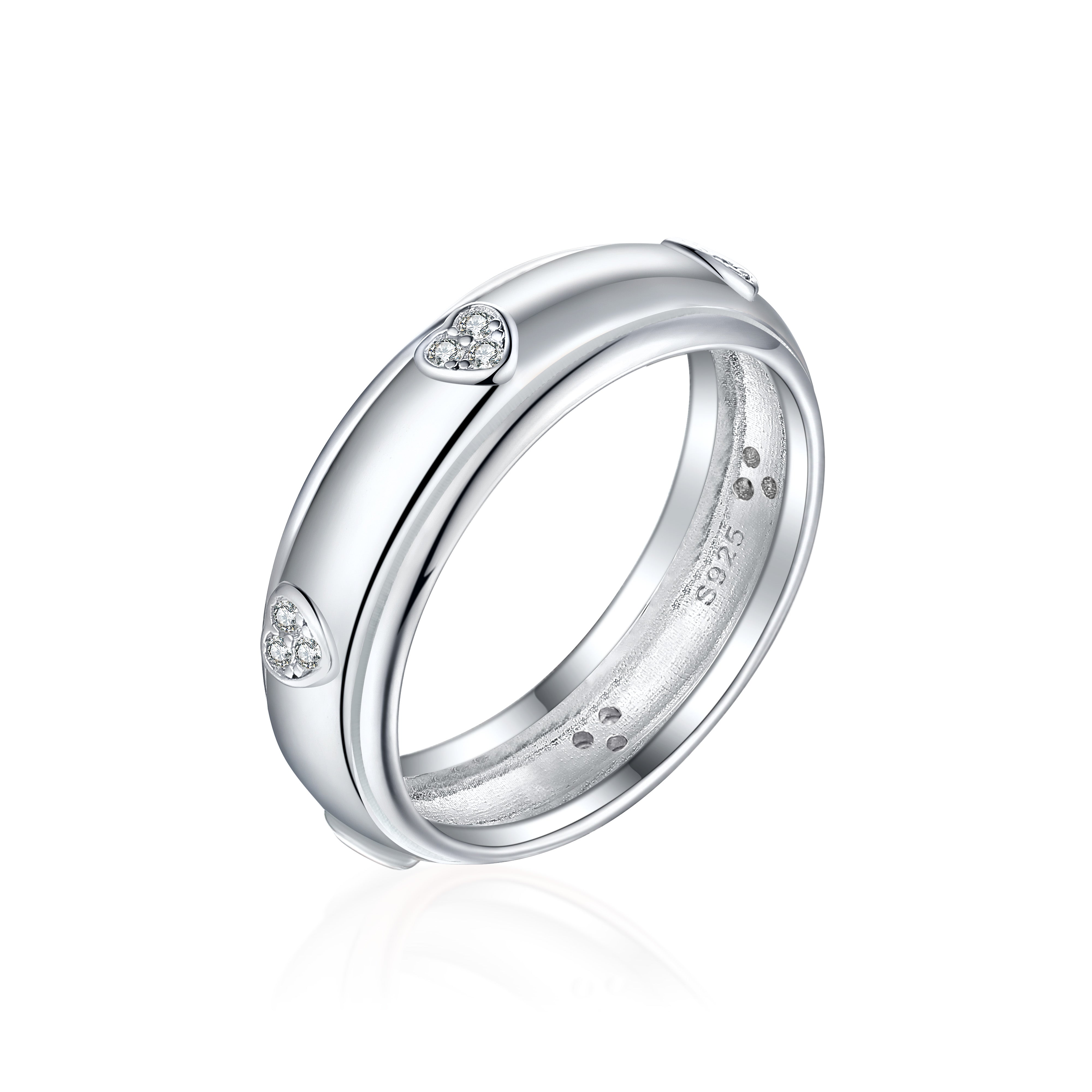 925 Sterling Silver Heart Cz Ladies Eternity Ring