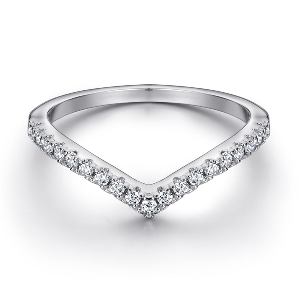 925 Sterling Silver Cz Crossover & Wishbone Ladies Ring Set