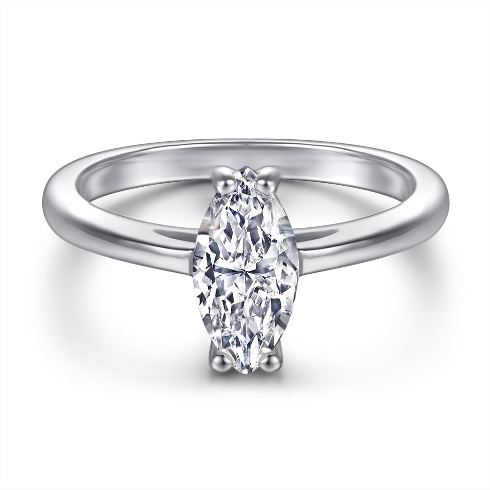 925 Sterling Silver Cz Marquise Ladies Solitaire Ring
