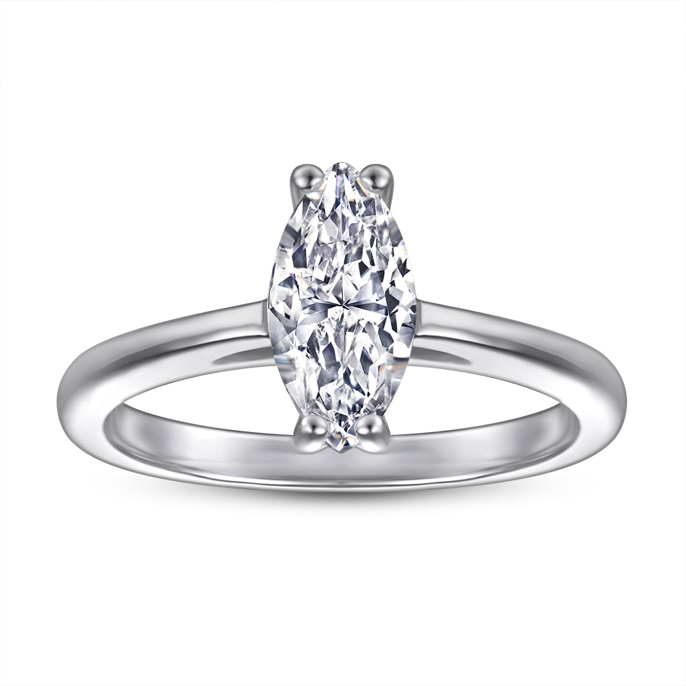 925 Sterling Silver Cz Marquise Ladies Solitaire Ring