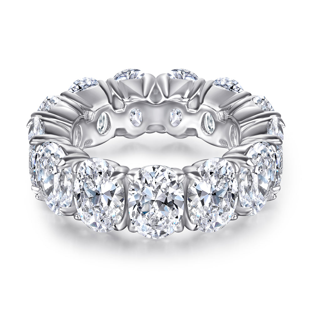 925 Sterling Silver Cz Oval Full Eternity Ladies Ring