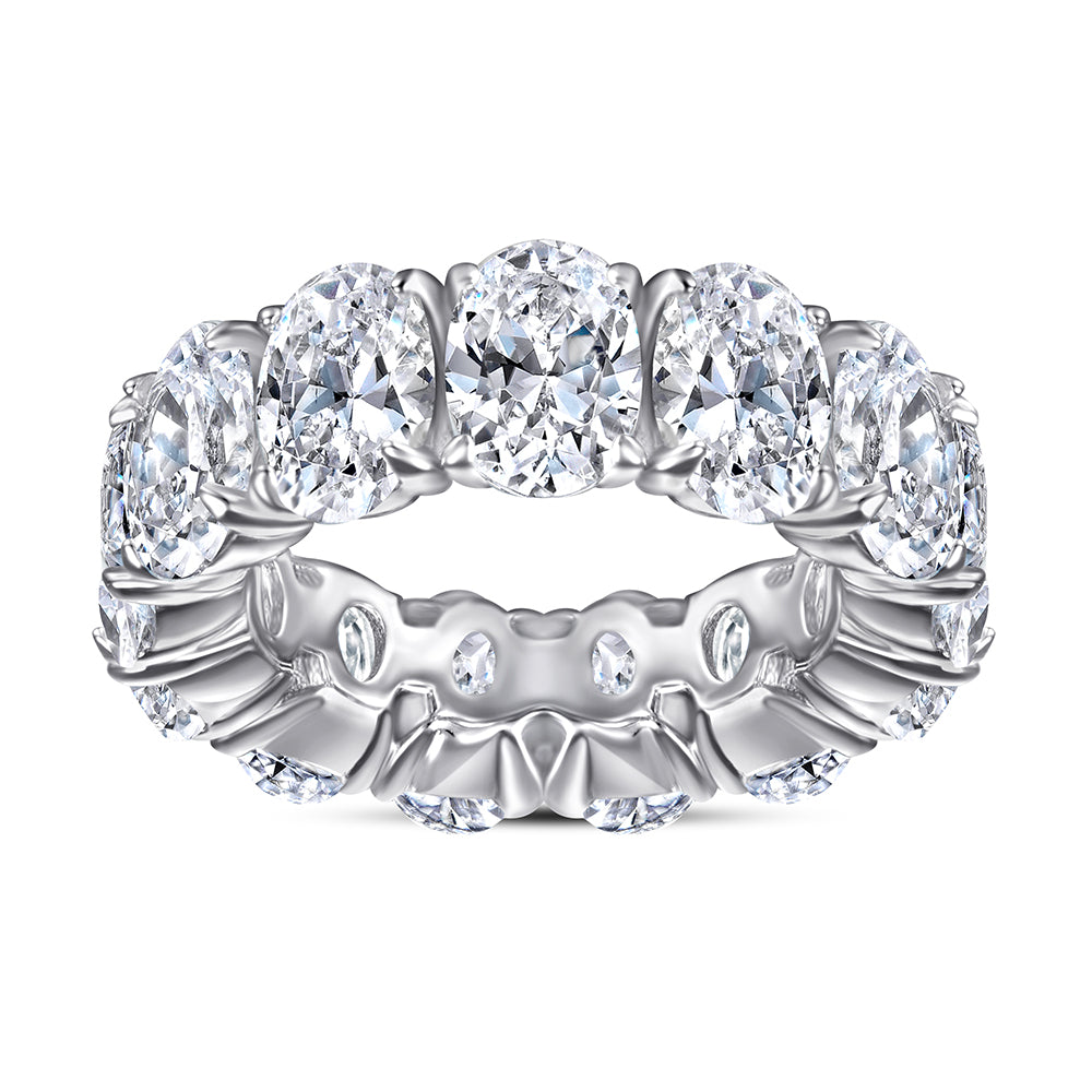 925 Sterling Silver Cz Oval Full Eternity Ladies Ring