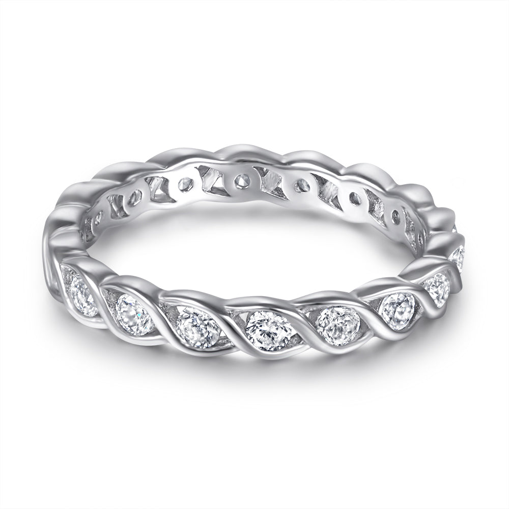 925 Sterling Silver Intertwined Cz Ladies Full Eternity Ring