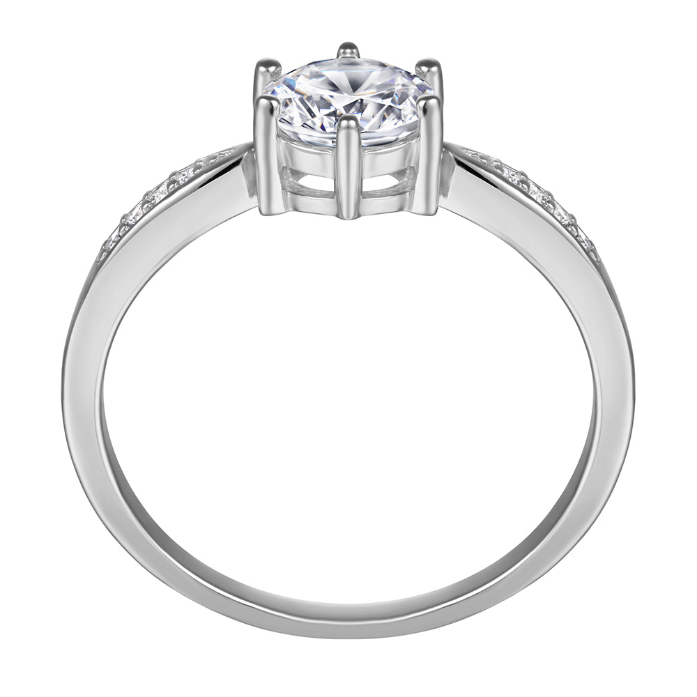925 Sterling Silver 6 Claw 6.5mm Round Cut Cz Ladies Solitaire Ring