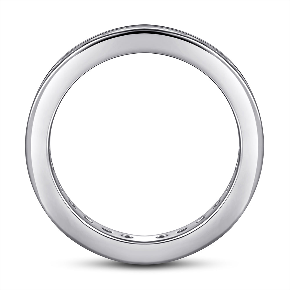 925 Sterling Silver Round Brilliant Cz Channel Set Full Eternity Ladies Ring