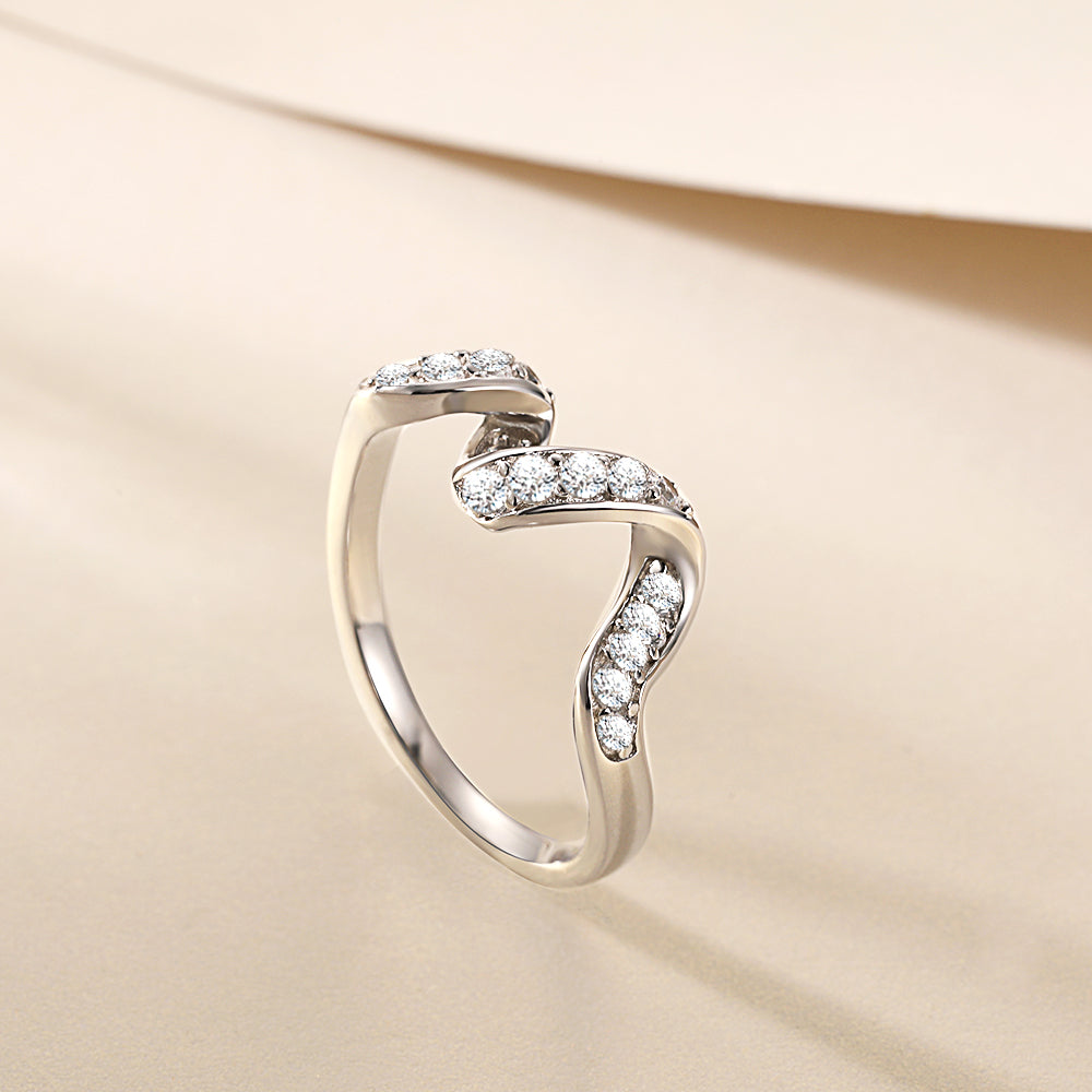 925 Sterling Silver Cz Twist Design Ladies Eternity Ring