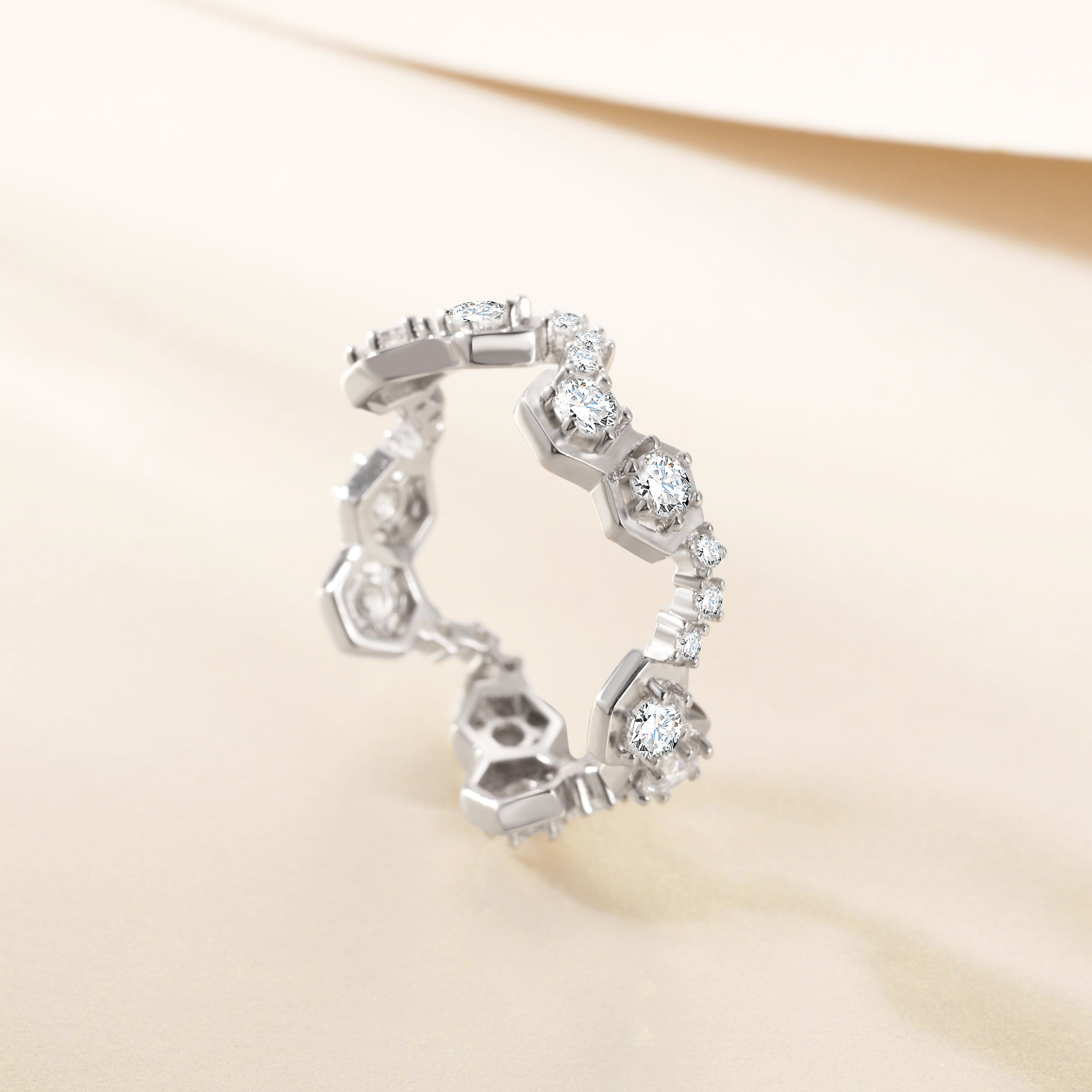 925 Sterling Silver Cz Honeycomb Design Ladies Eternity Ring