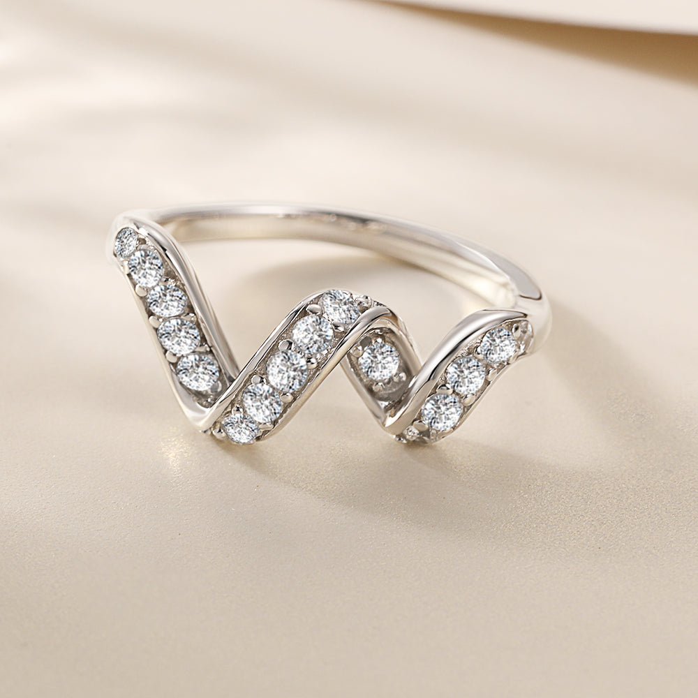 925 Sterling Silver Cz Twist Design Ladies Eternity Ring