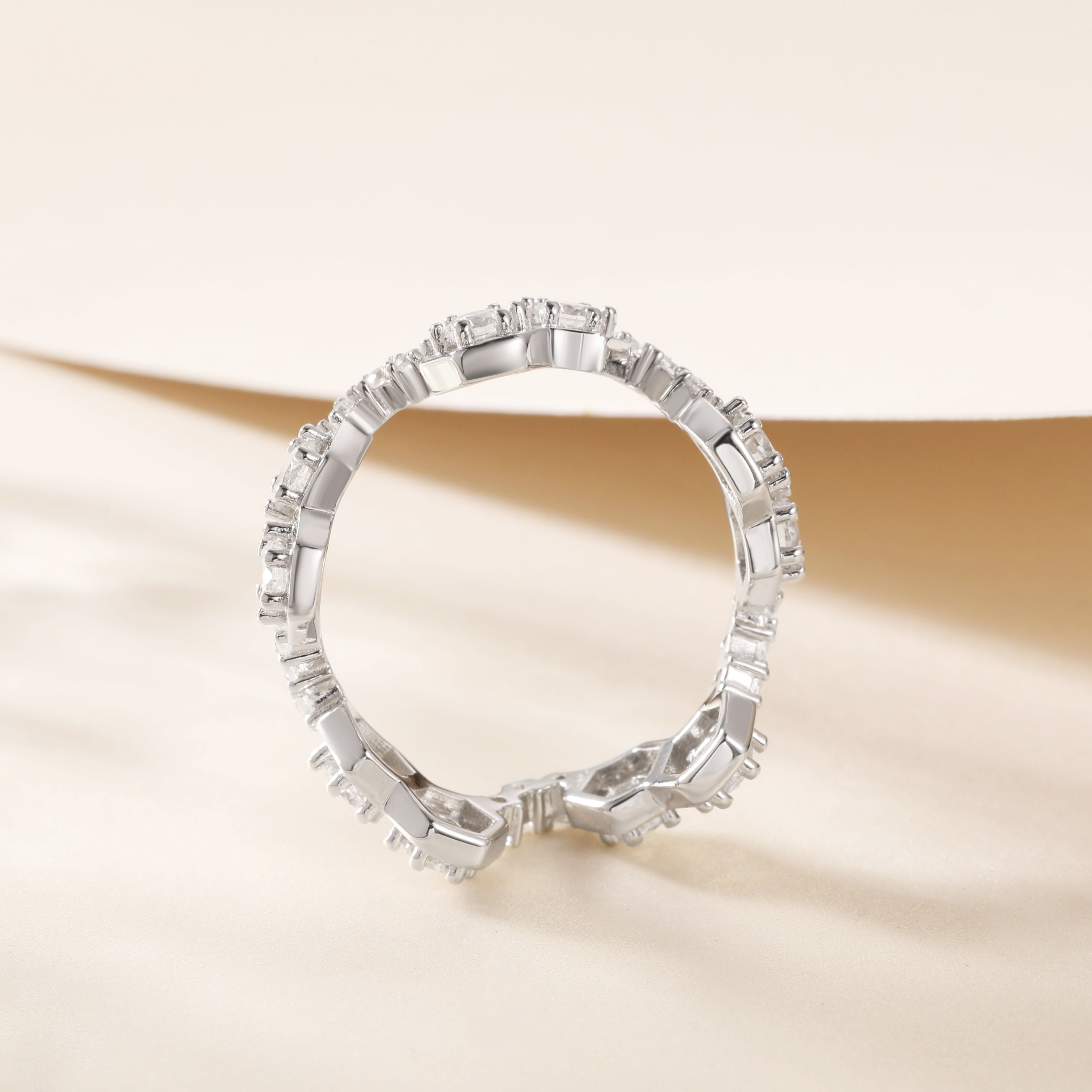 925 Sterling Silver Cz Honeycomb Design Ladies Eternity Ring