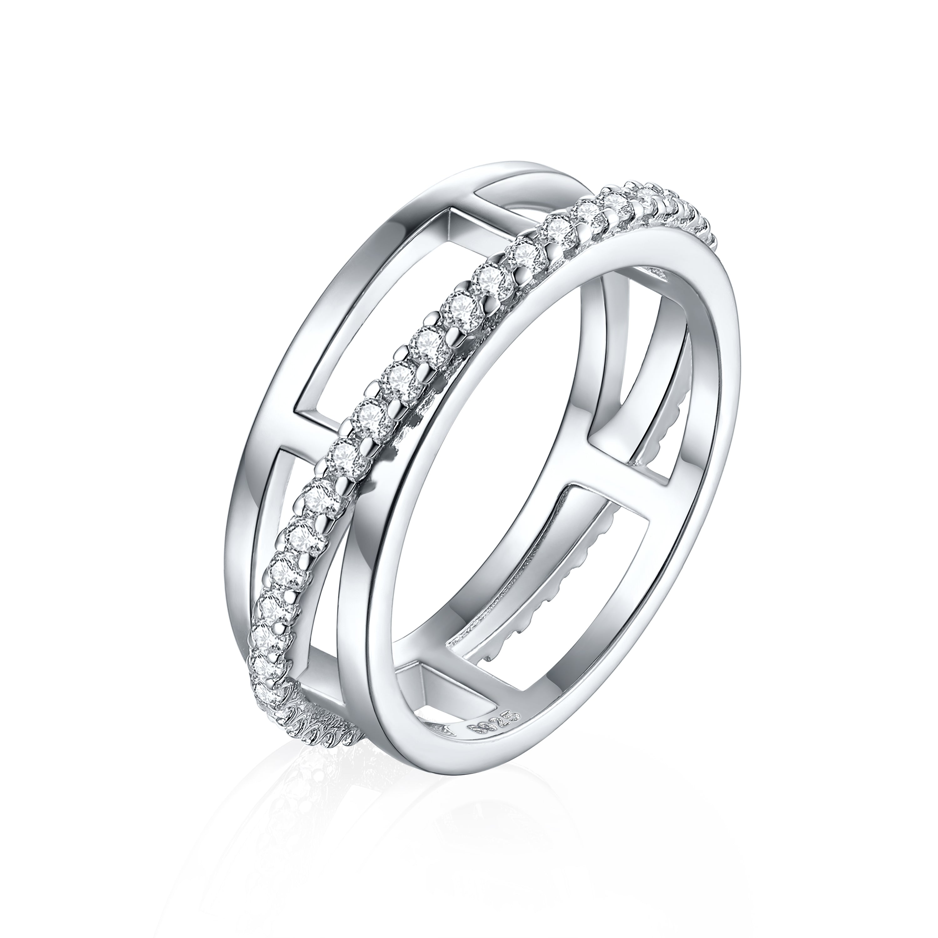 925 Sterling Silver Open Band Cz Ladies Eternity Ring