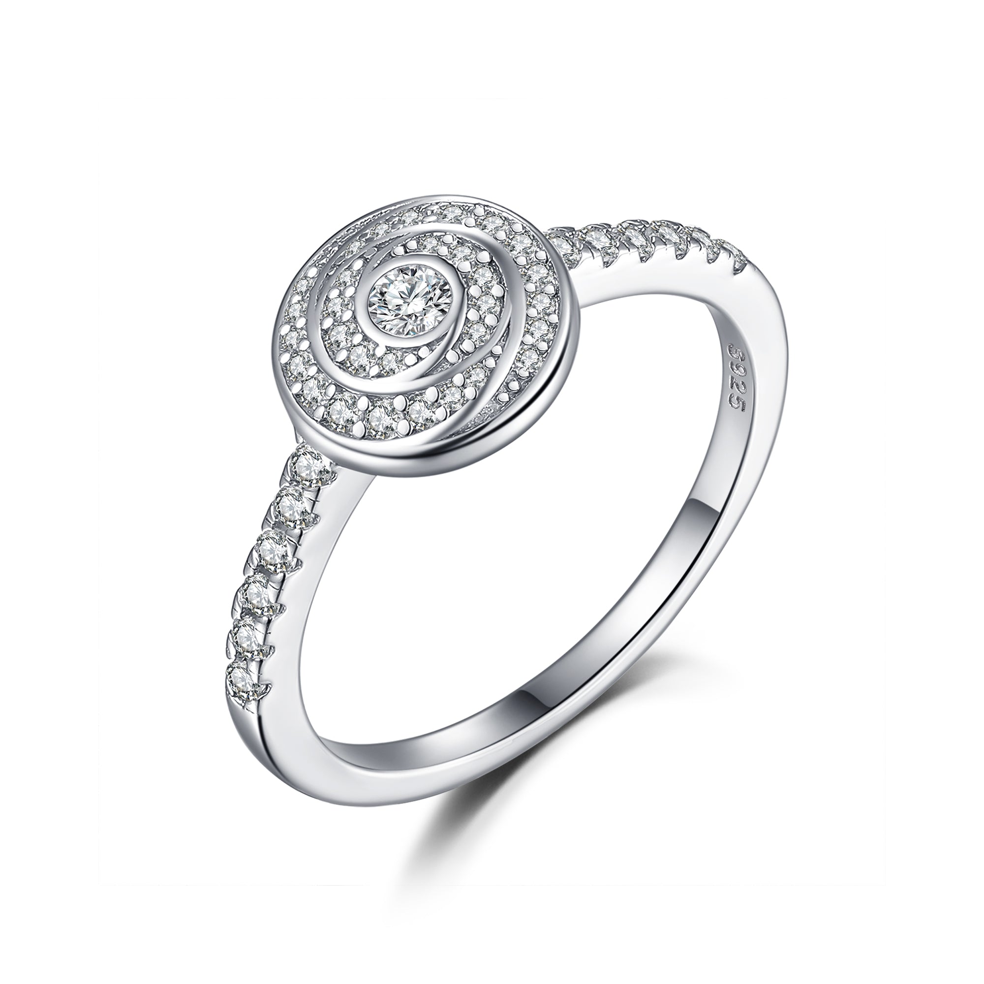 925 Sterling Silver Pave Set Cz Fancy Swirl Design Ladies Ring