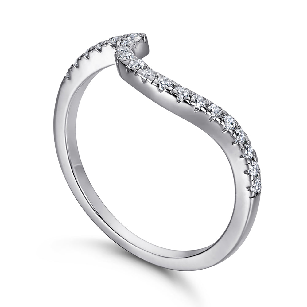 925 Sterling Silver Swirl Halo Design Cz Ladies Ring Set