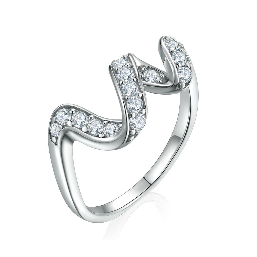 925 Sterling Silver Cz Twist Design Ladies Eternity Ring