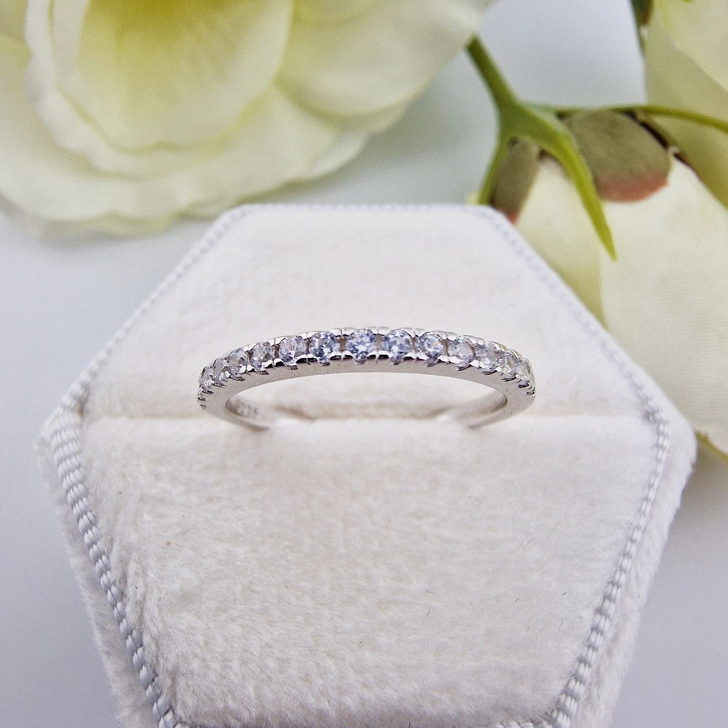 925 Sterling Silver Cz Ladies Half Eternity Ring