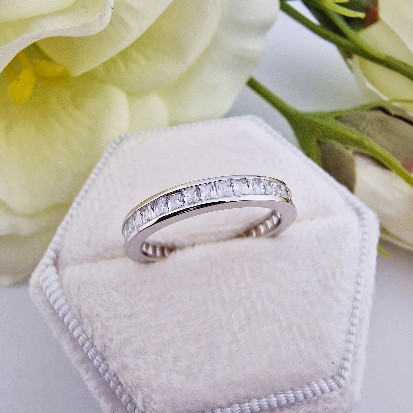 925 Sterling Silver Princess Cut Cz Ladies Full Eternity Ring