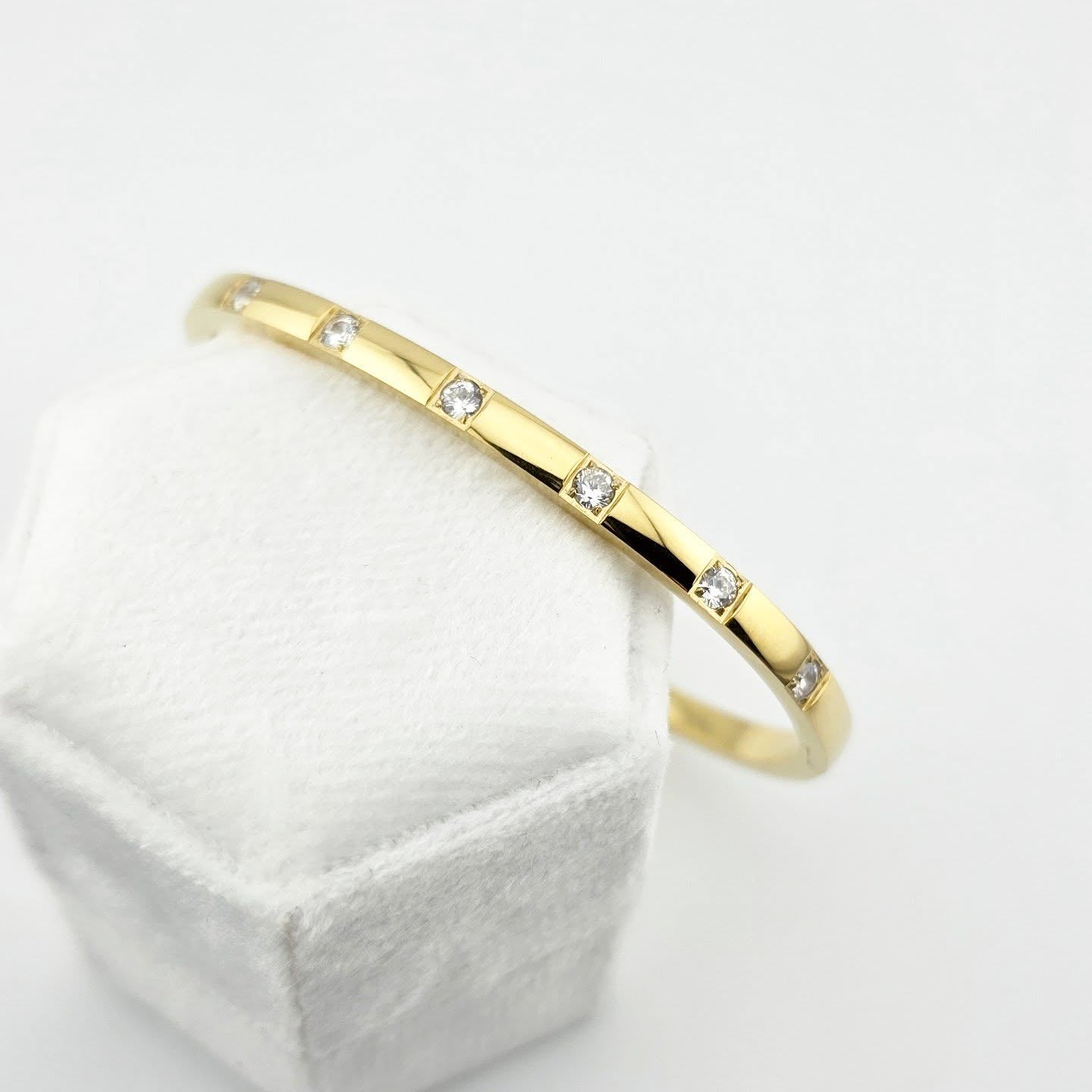 Gold-Tone Coated Bangle – Slim Crystal Accent Cuff