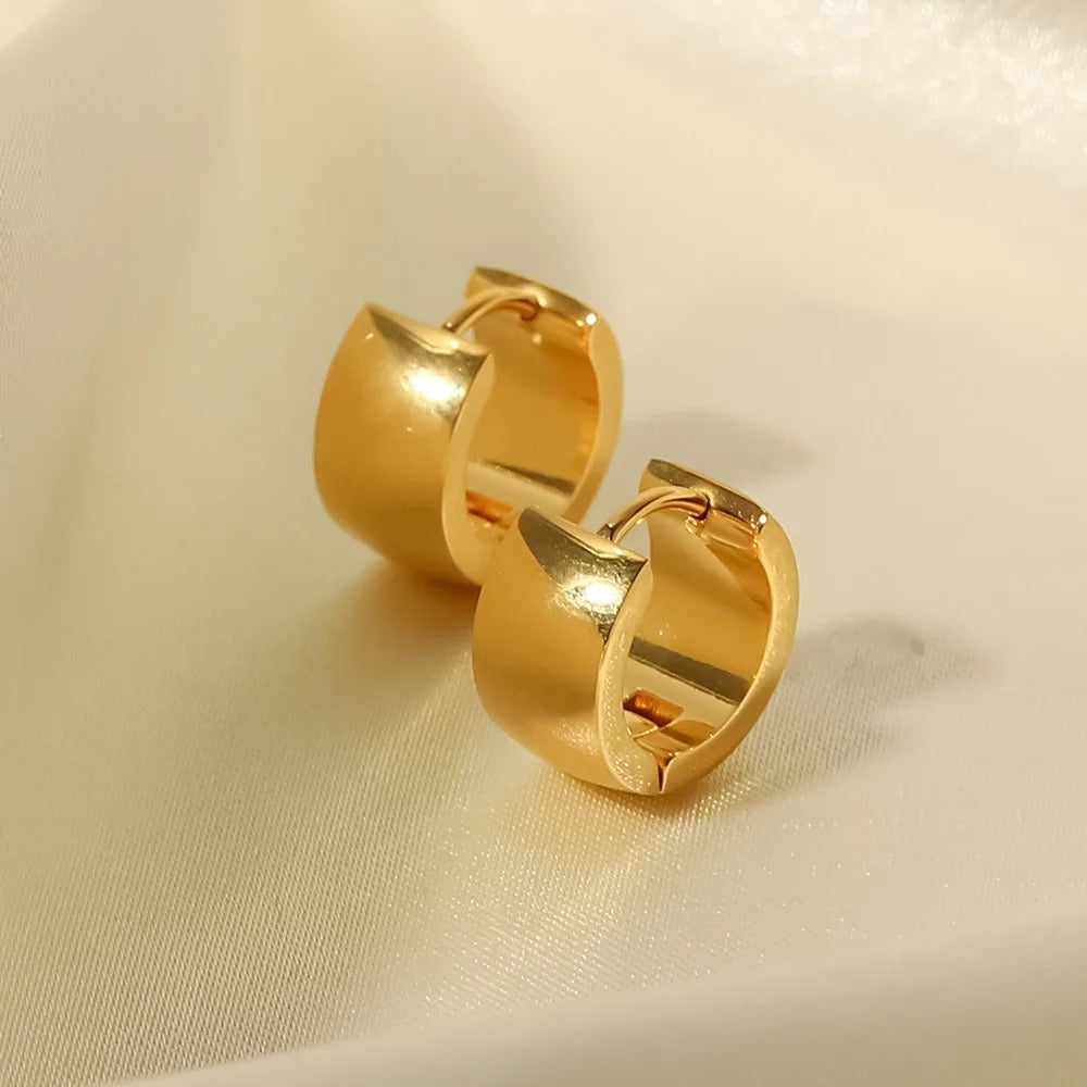 Gold-Tone Stainless Steel – Chunky Huggie Hoop Earrings